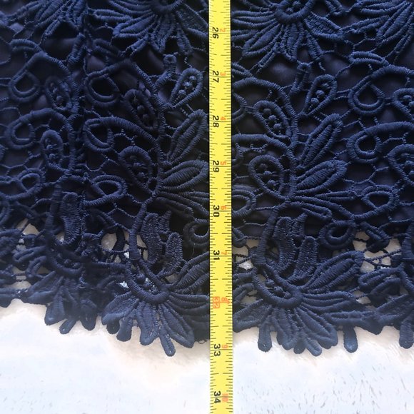 LULU'S Open Back Floral Lace Navy Blue Mini Dress SZ M - Picture 14 of 17
